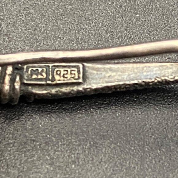 Vintage 925 Silver MK 925 Earrings Bird Totem Aztec Pre Columbian Inspired 1.75" - Picture 6 of 8